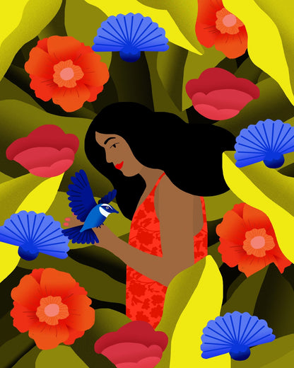 Woman With Blue Bird