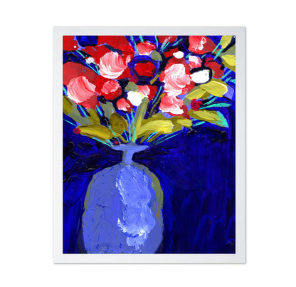 Blue Vase Red Blooms