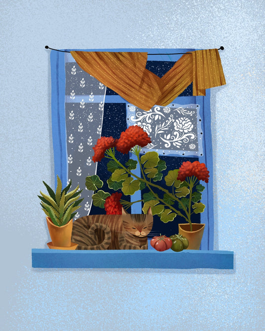 Sleeping Window Cat