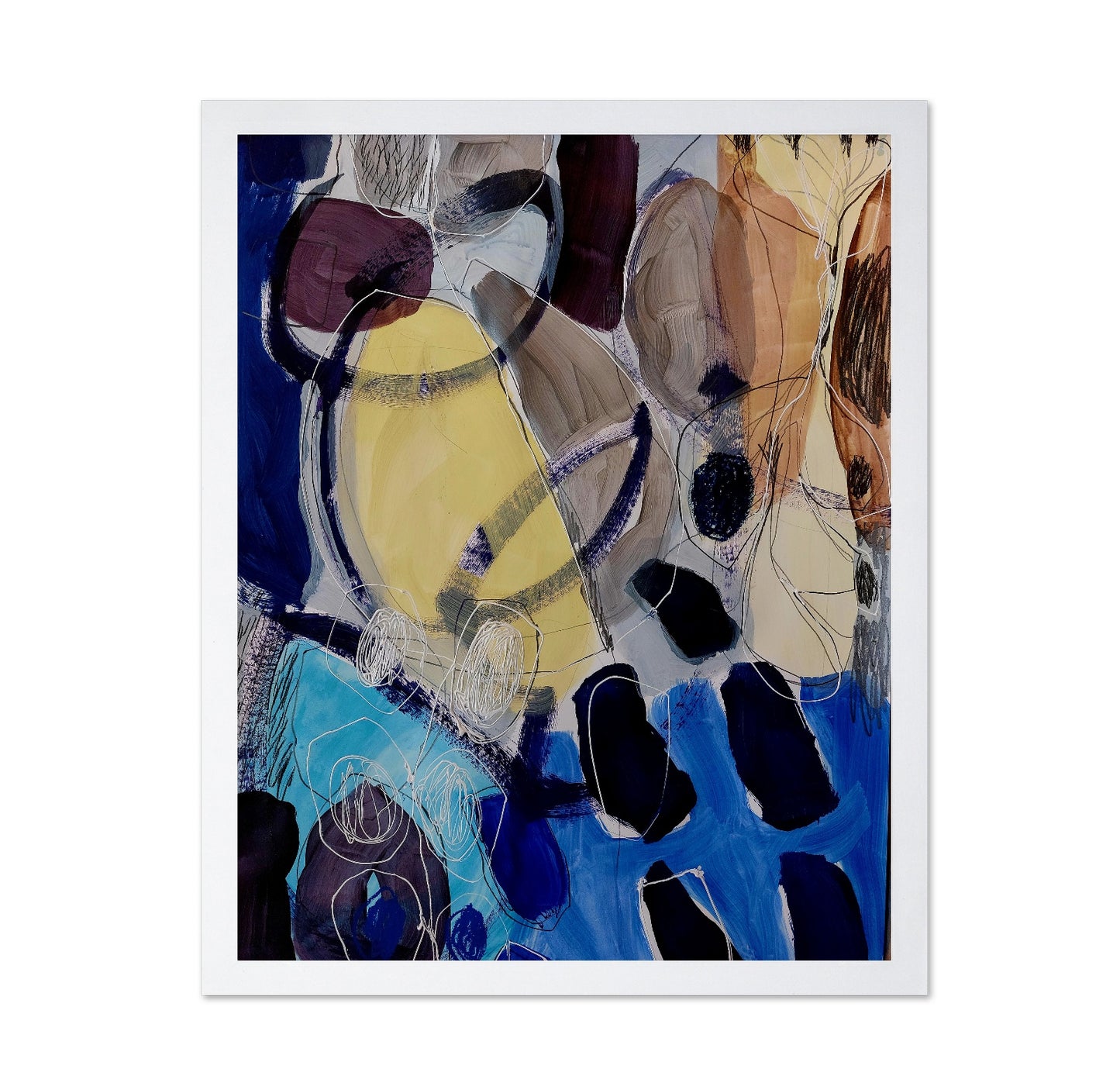 Abstract Blue Yellow Shapes