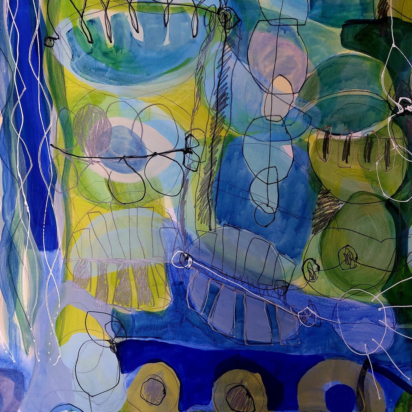 Blue Green Abstract Flow No1