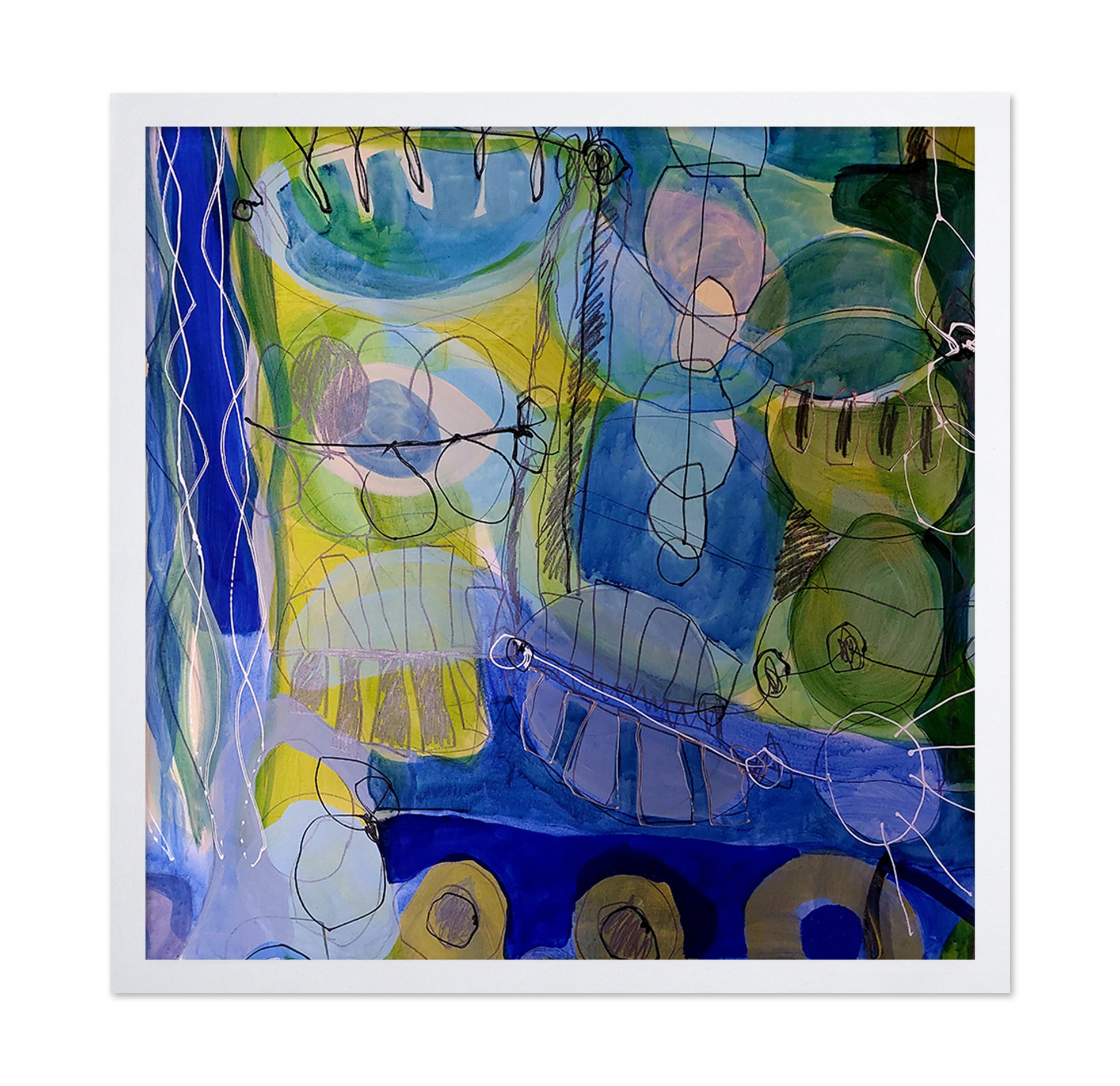 Blue Green Abstract Flow No1