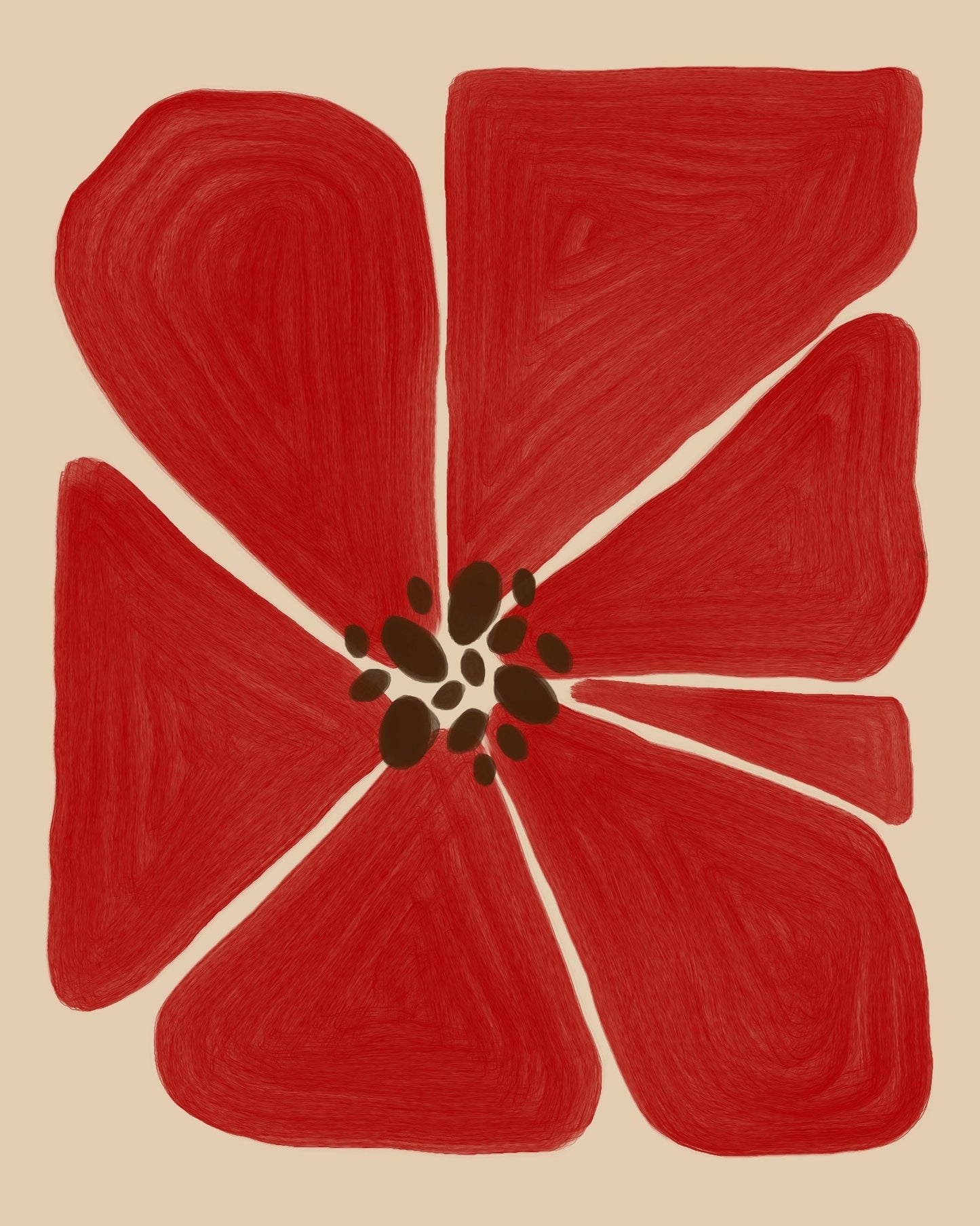 Bold Red Floral Shape