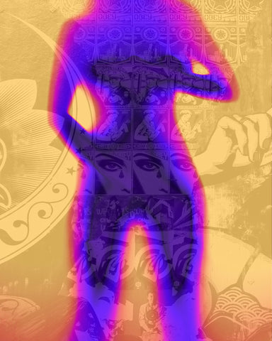 Neon Collage Figure