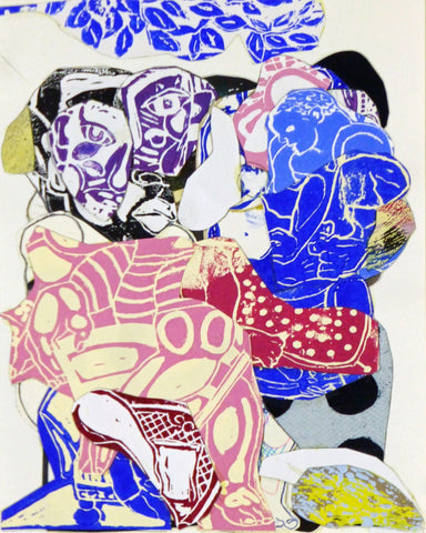 Pink Blue Figure Collage