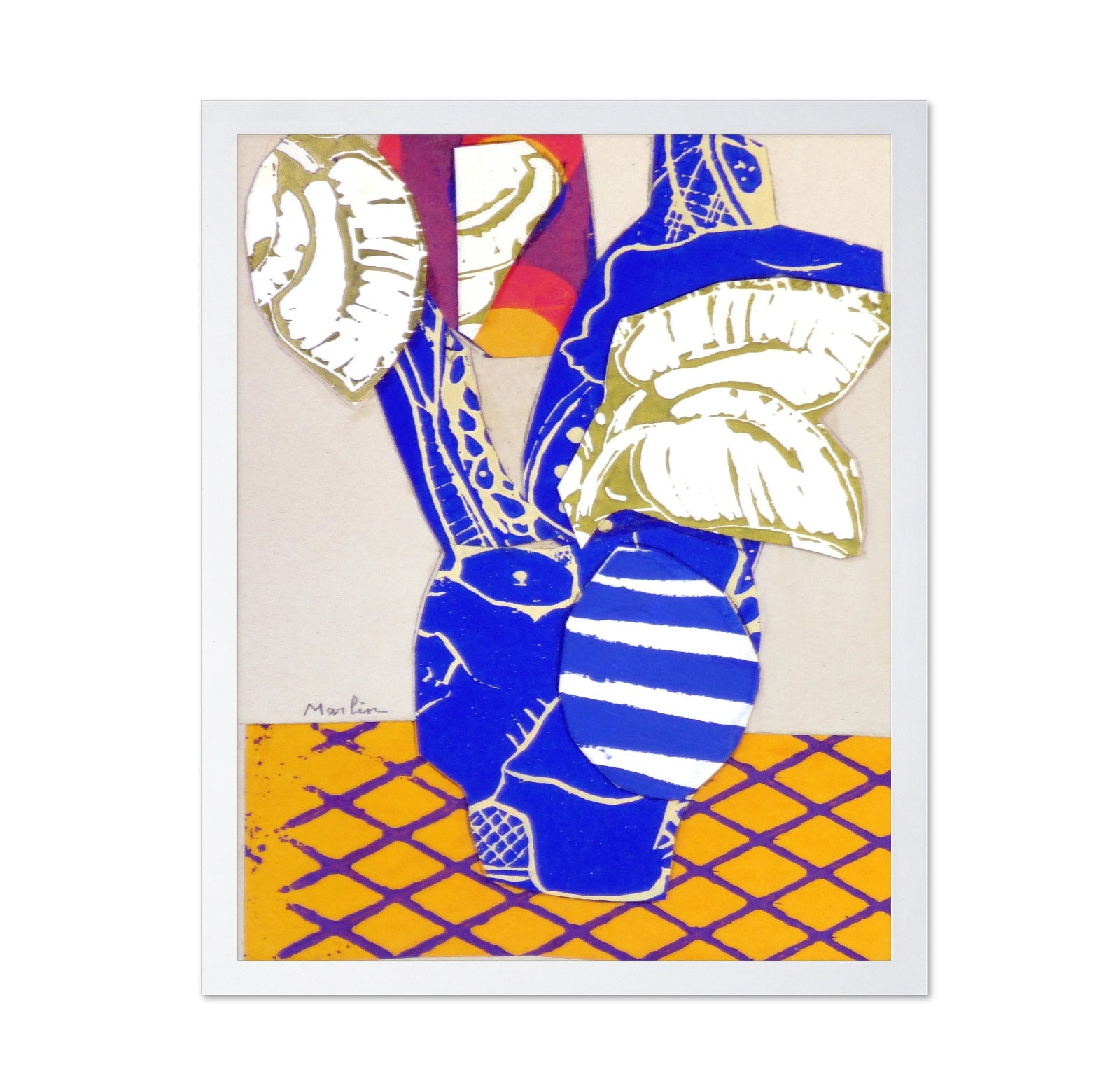 Blue Vase Leaves No1