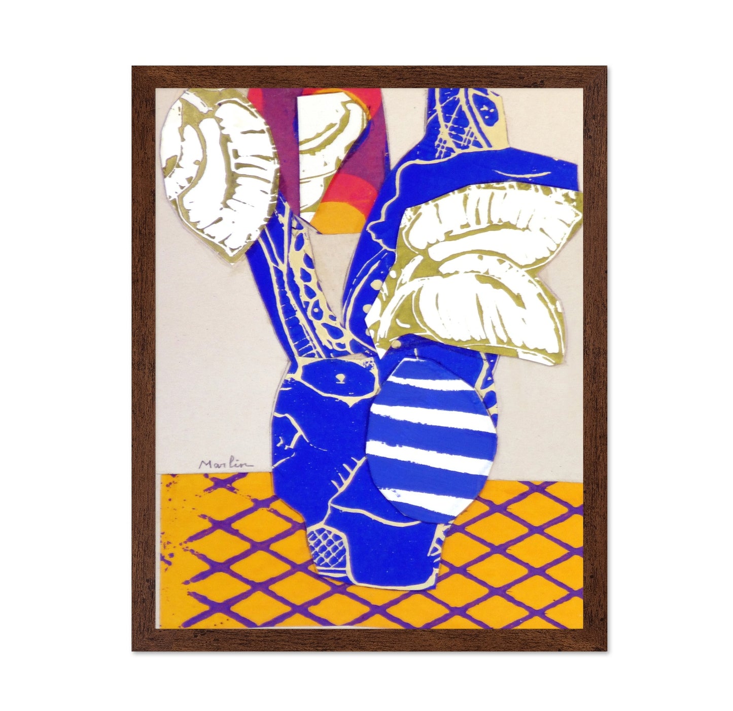 Blue Vase Leaves No1