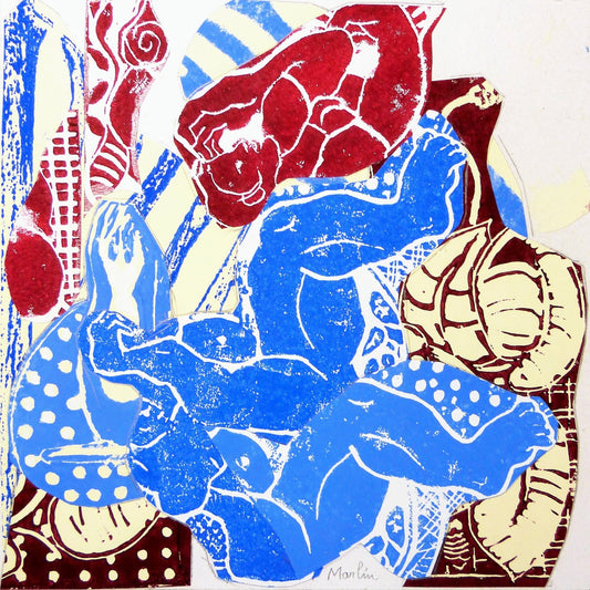Blue Red Abstract Figures