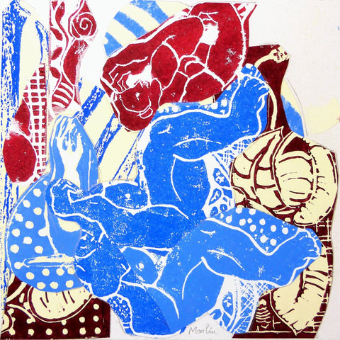 Blue Red Abstract Figures