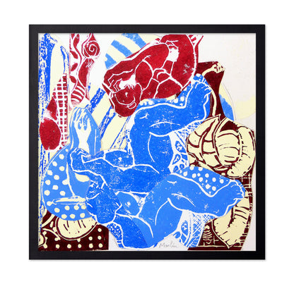Blue Red Abstract Figures