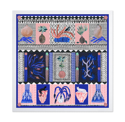 Greek Pattern Botanical Scene
