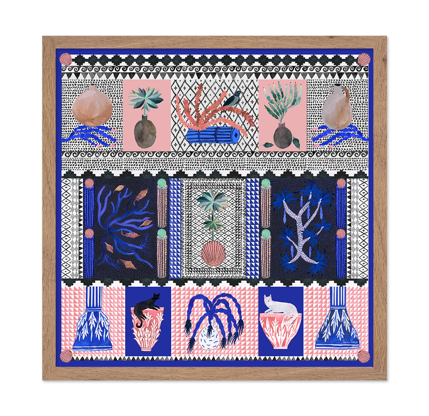 Greek Pattern Botanical Scene