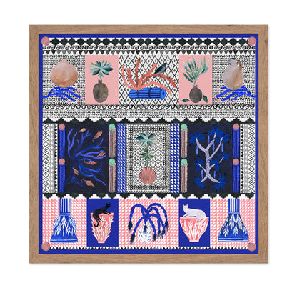 Greek Pattern Botanical Scene