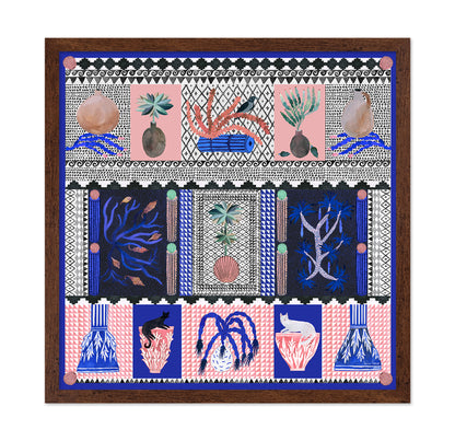 Greek Pattern Botanical Scene