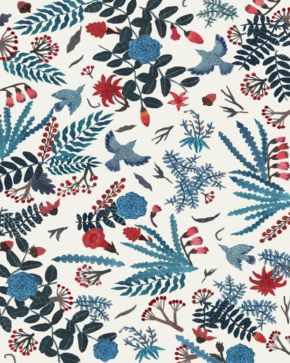 Blue Bird Floral Pattern