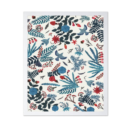 Blue Bird Floral Pattern