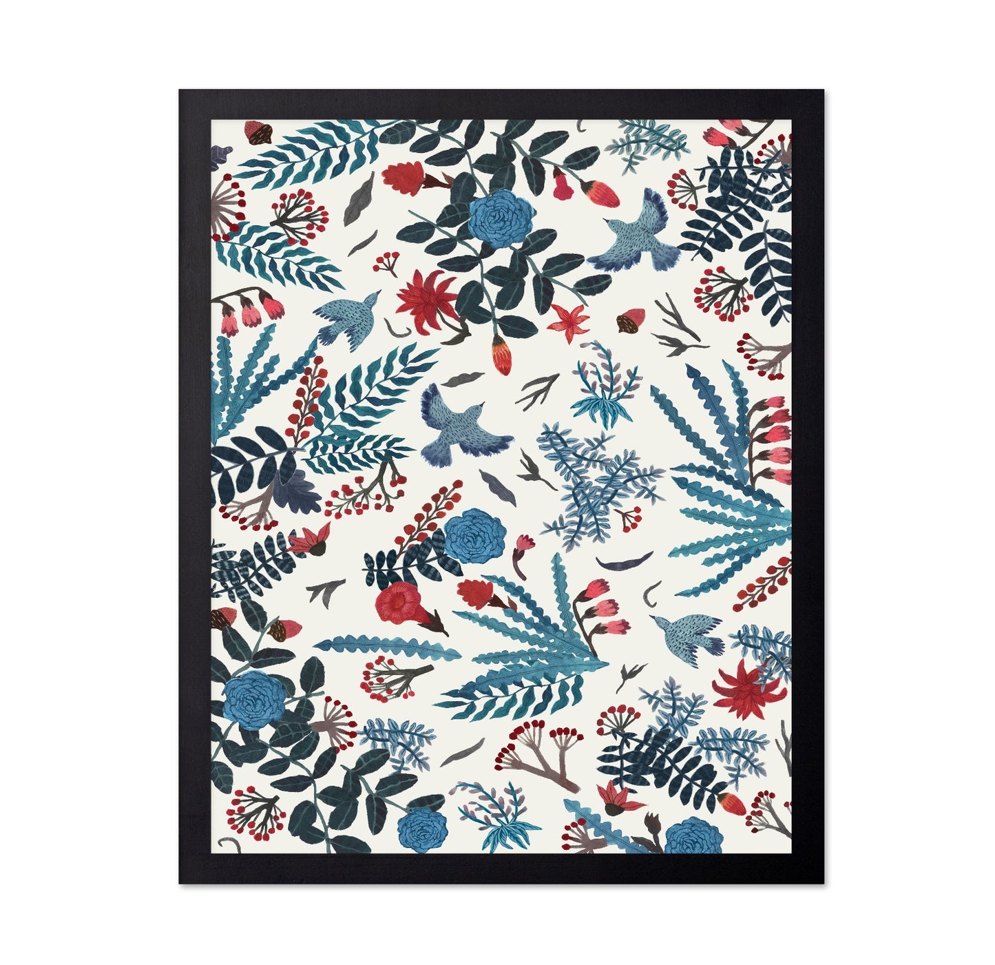 Blue Bird Floral Pattern