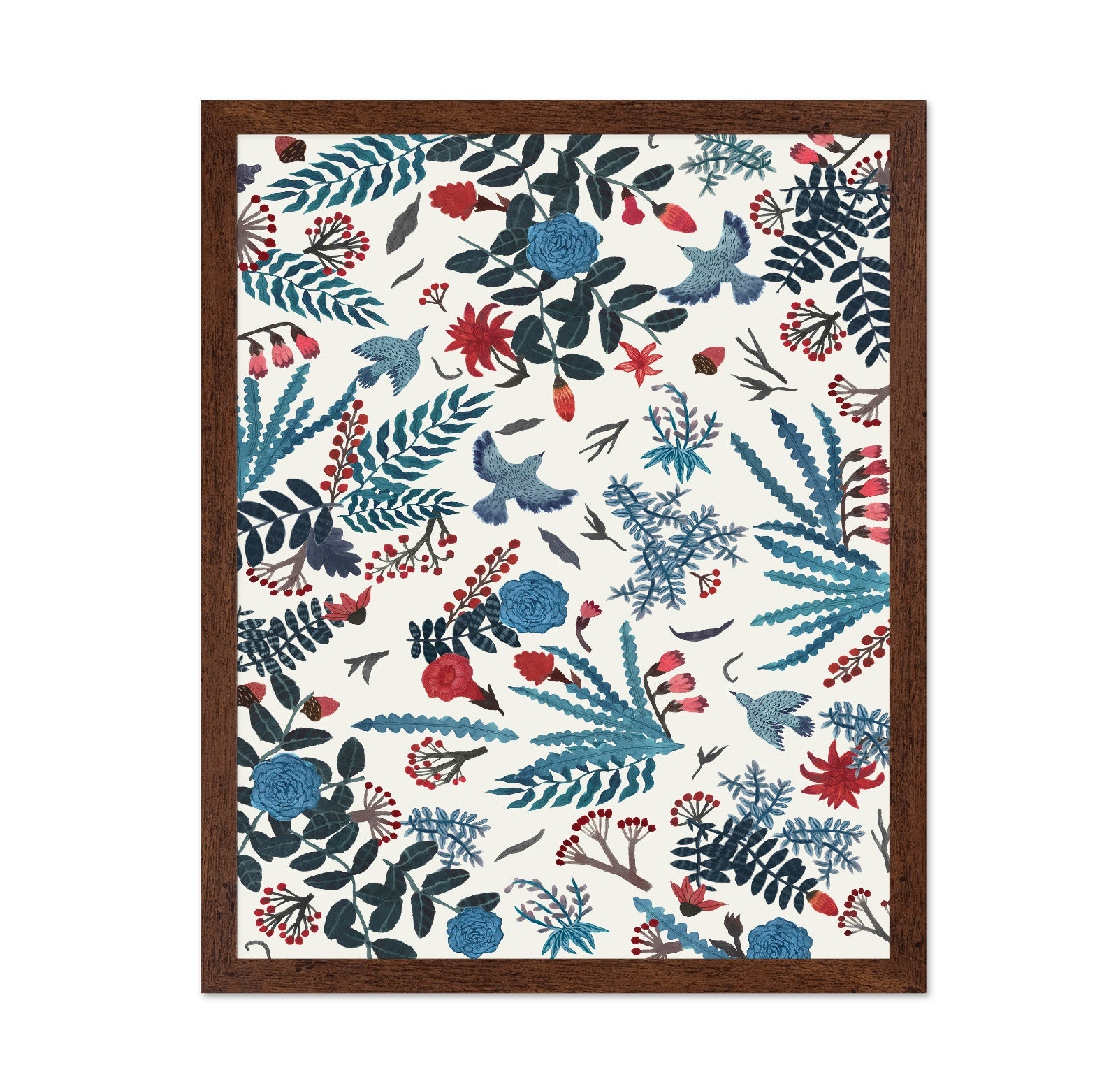 Blue Bird Floral Pattern