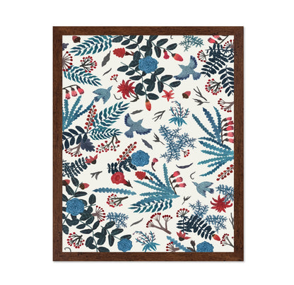 Blue Bird Floral Pattern
