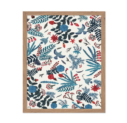 Blue Bird Floral Pattern