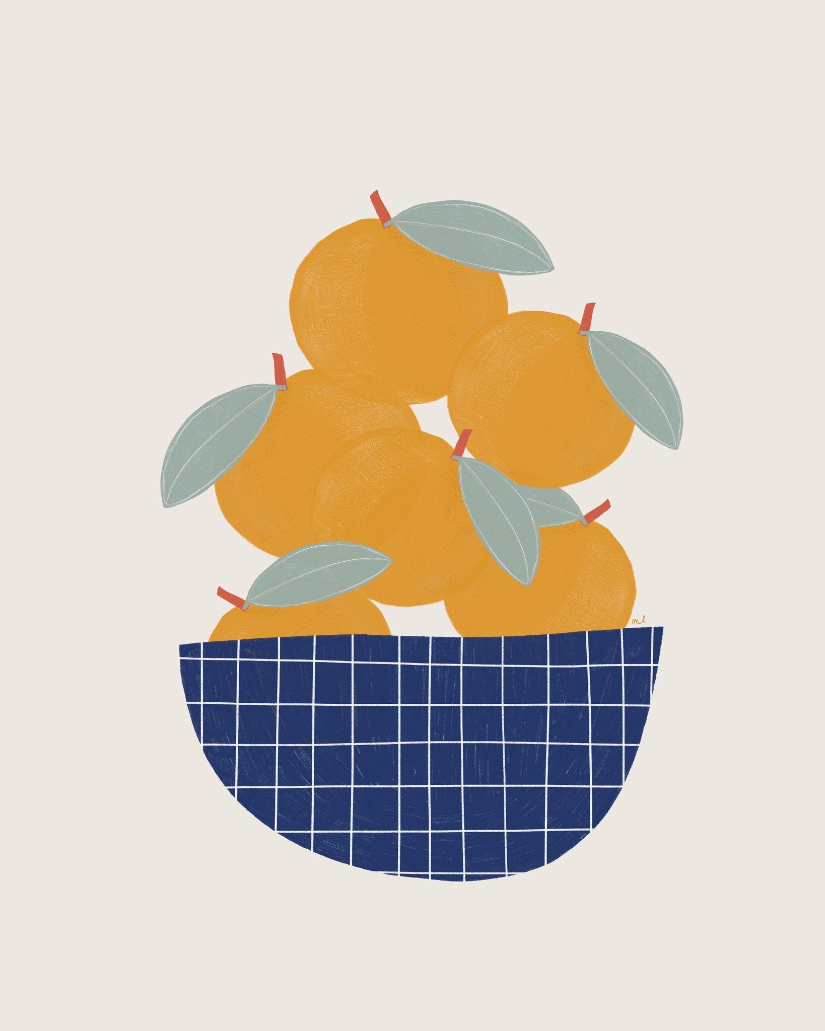 Oranges In Blue Bowl