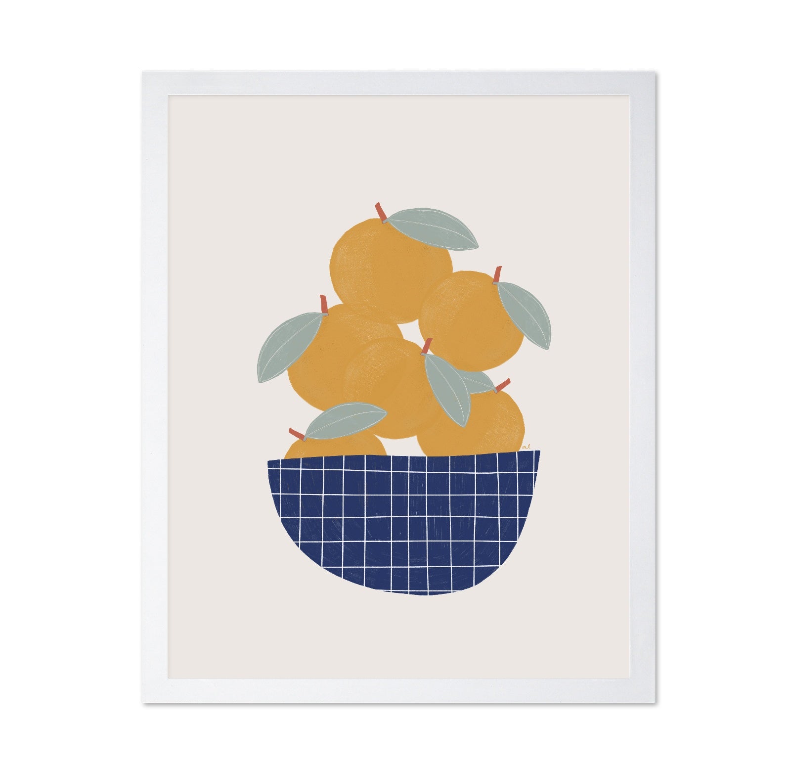 Oranges In Blue Bowl