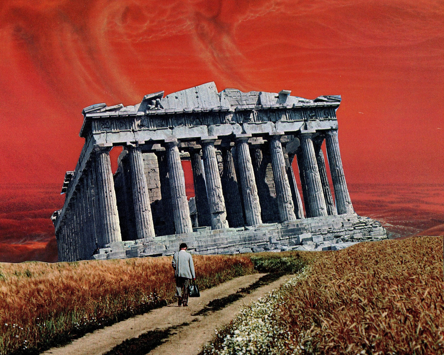 Ancient Temple Red Sky