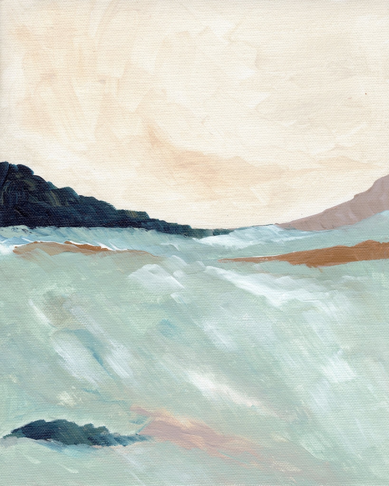 Misty Coastal Waves