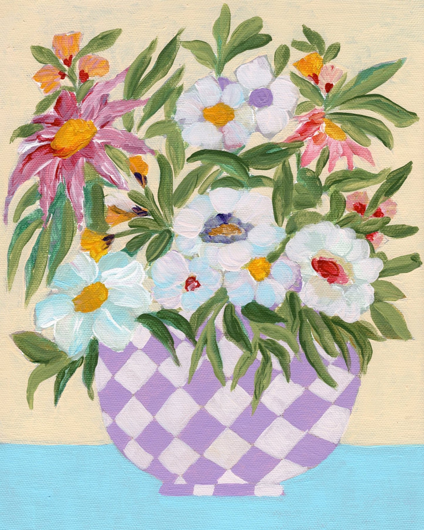 Checkered Floral Vase