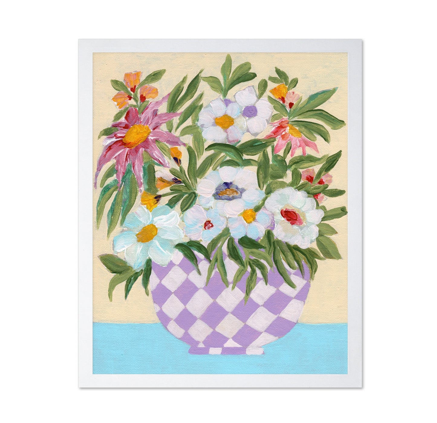 Checkered Floral Vase