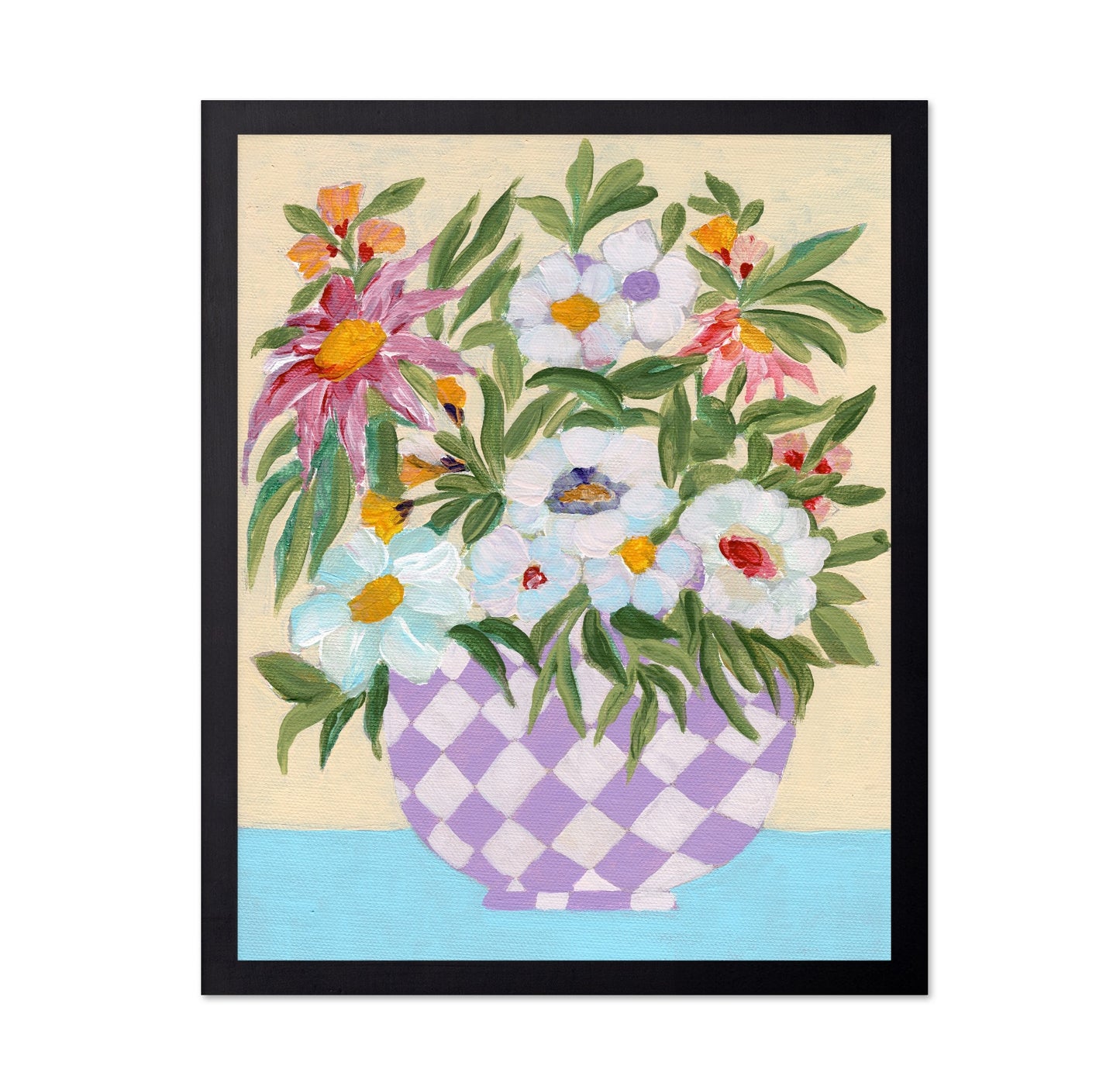 Checkered Floral Vase