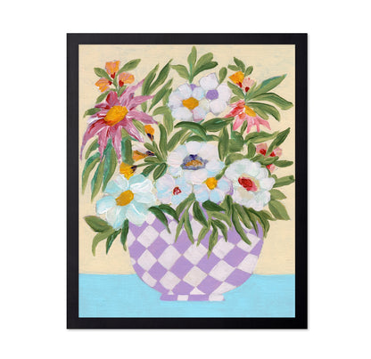 Checkered Floral Vase