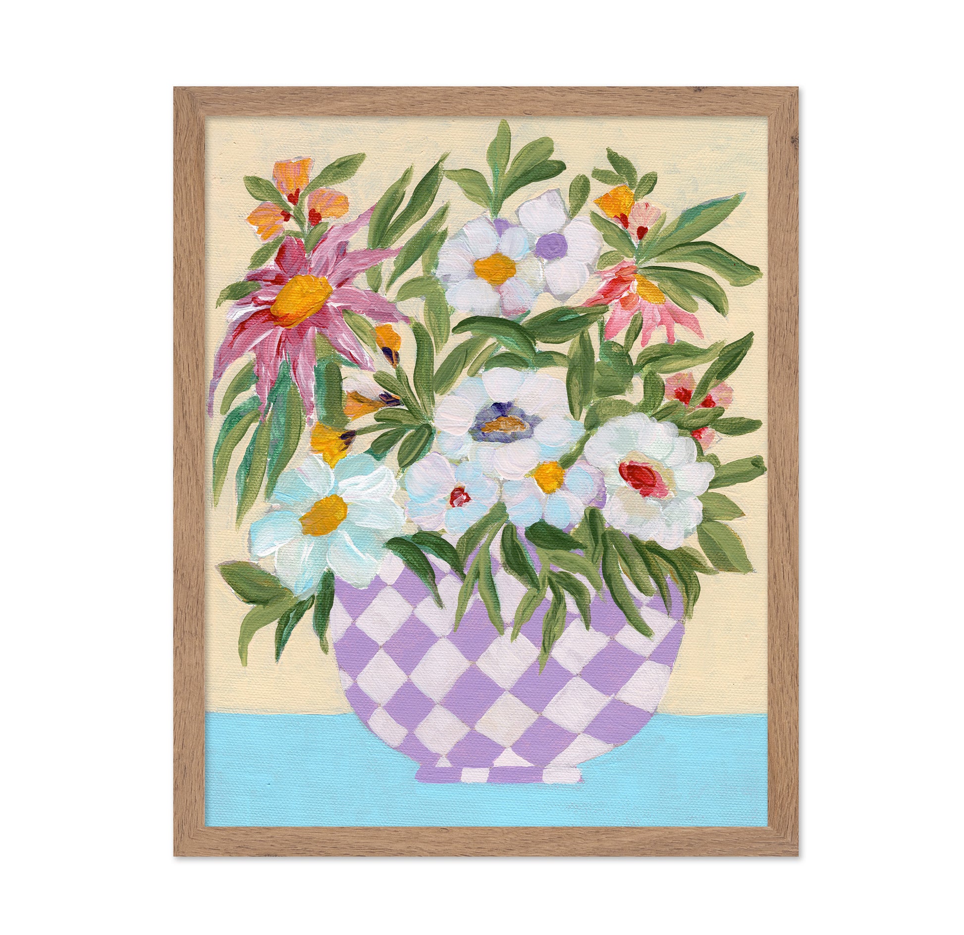 Checkered Floral Vase