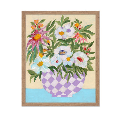 Checkered Floral Vase