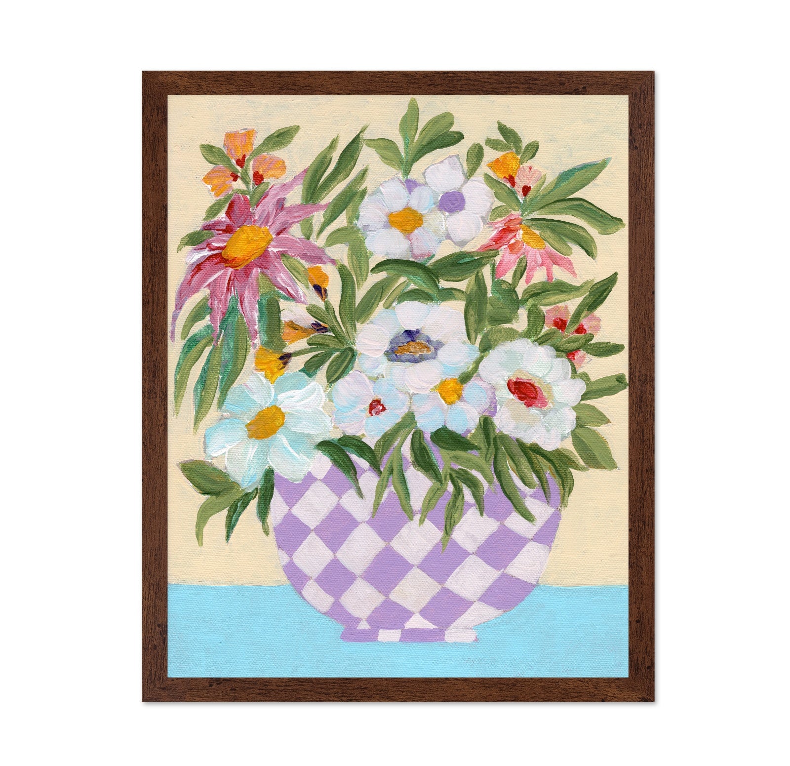 Checkered Floral Vase