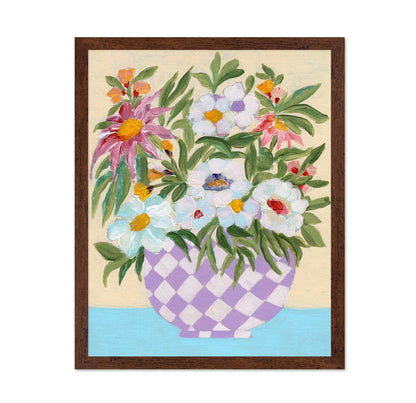 Checkered Floral Vase