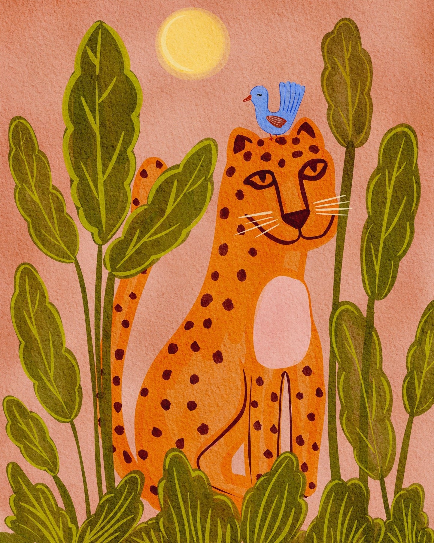 Leopard Bird Scene