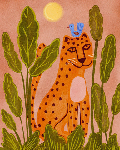 Leopard Bird Scene