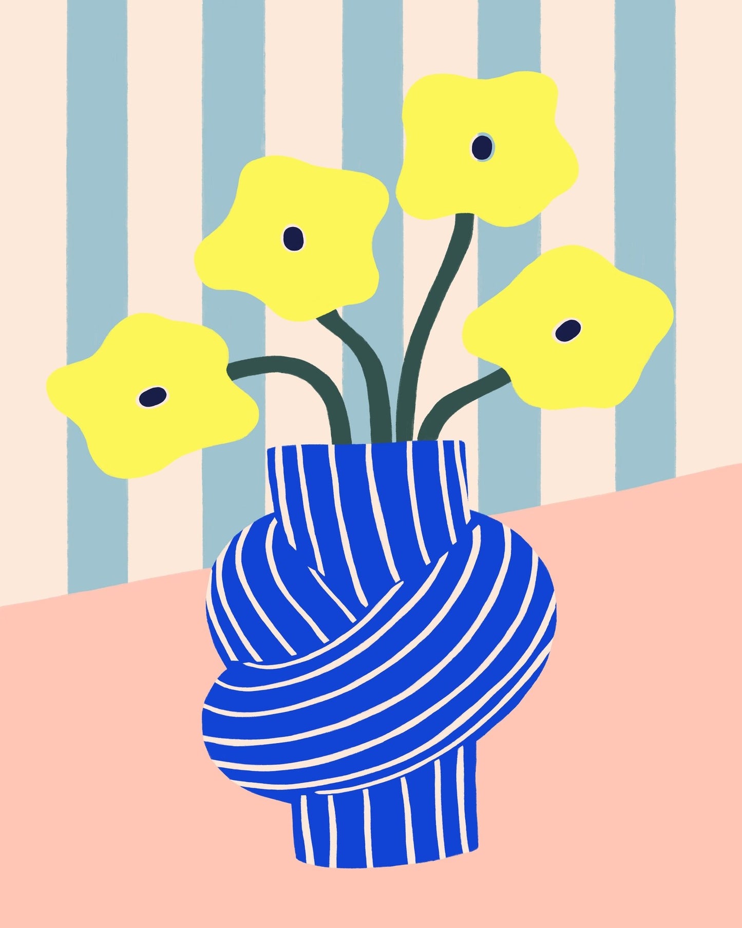 Striped Vase Flowers