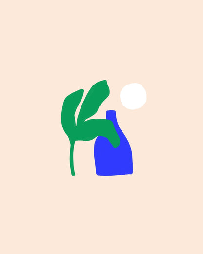 Blue Vase Leaves No2