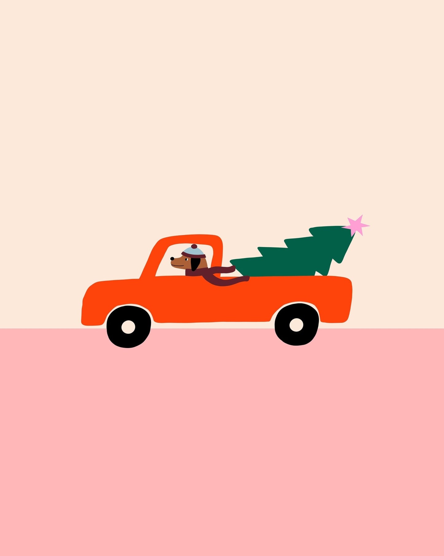 Dog Driving Christmas Truck