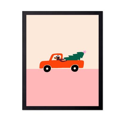 Dog Driving Christmas Truck