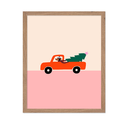 Dog Driving Christmas Truck