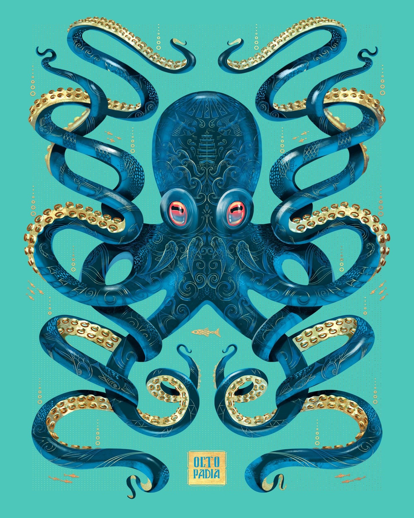 Blue Gold Octopus