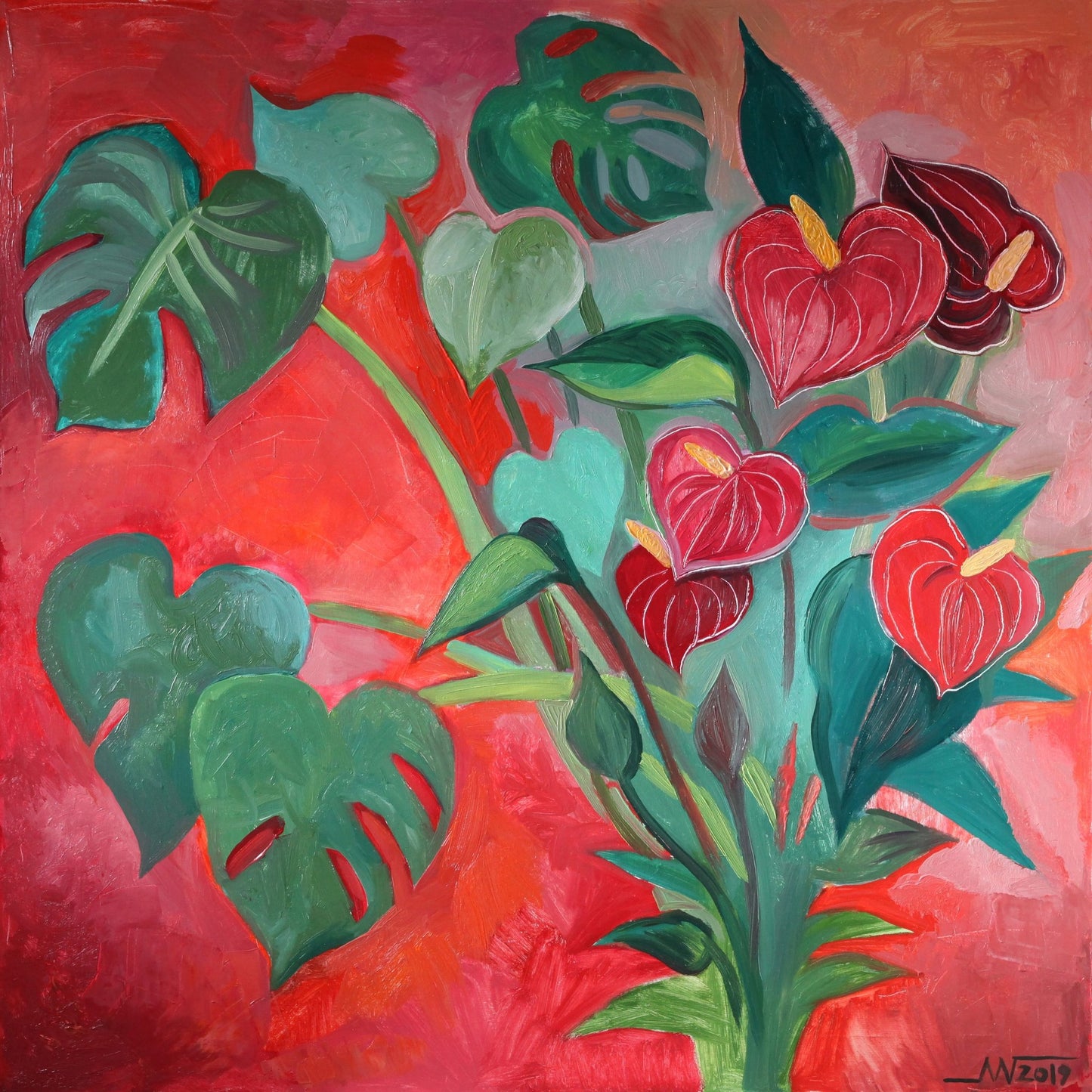 Red Anthurium Leaves