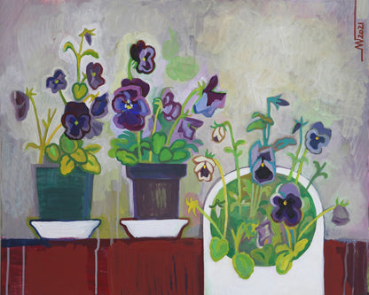 Potted Pansies Trio