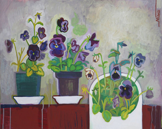 Potted Pansies Trio