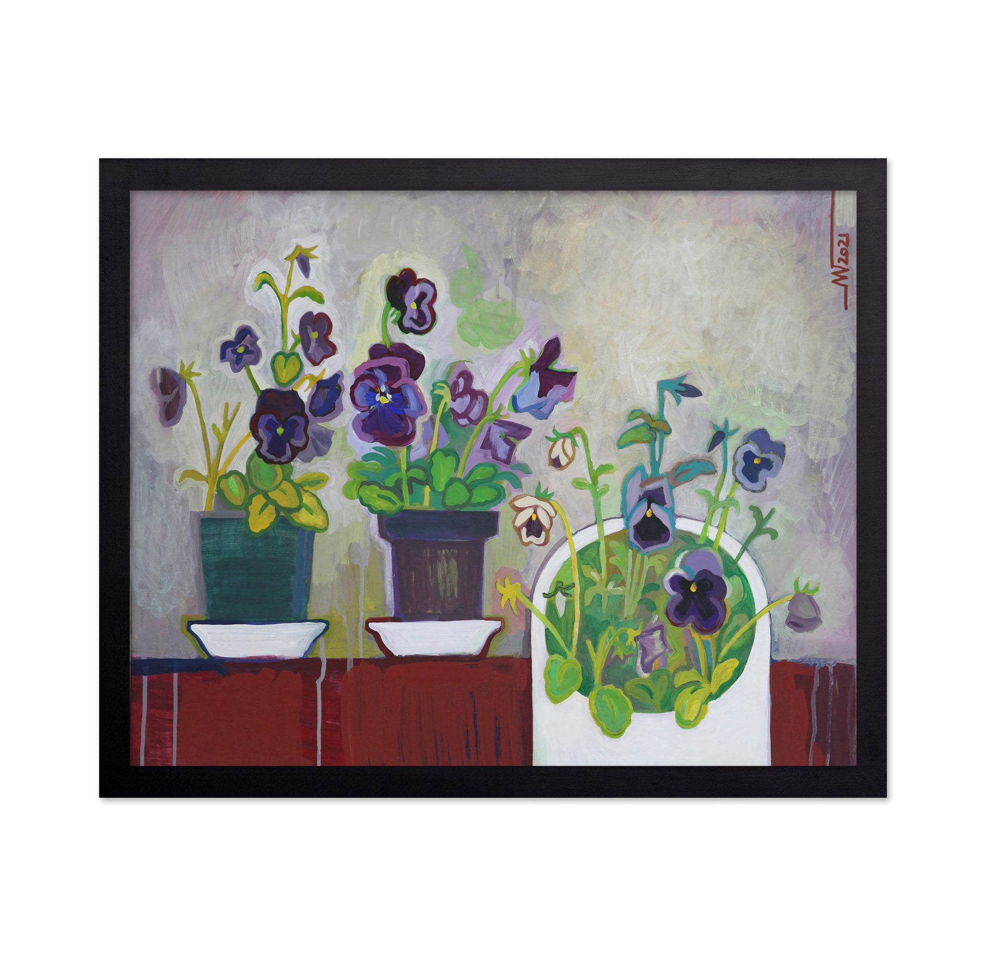 Potted Pansies Trio
