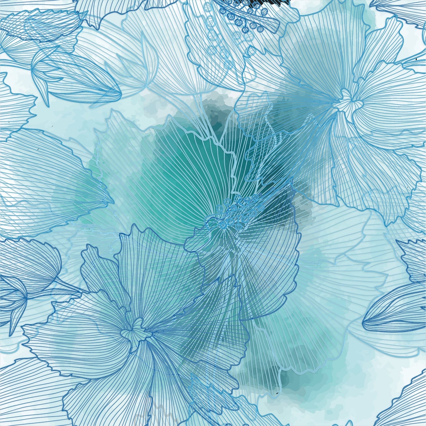 Blue Floral Lines