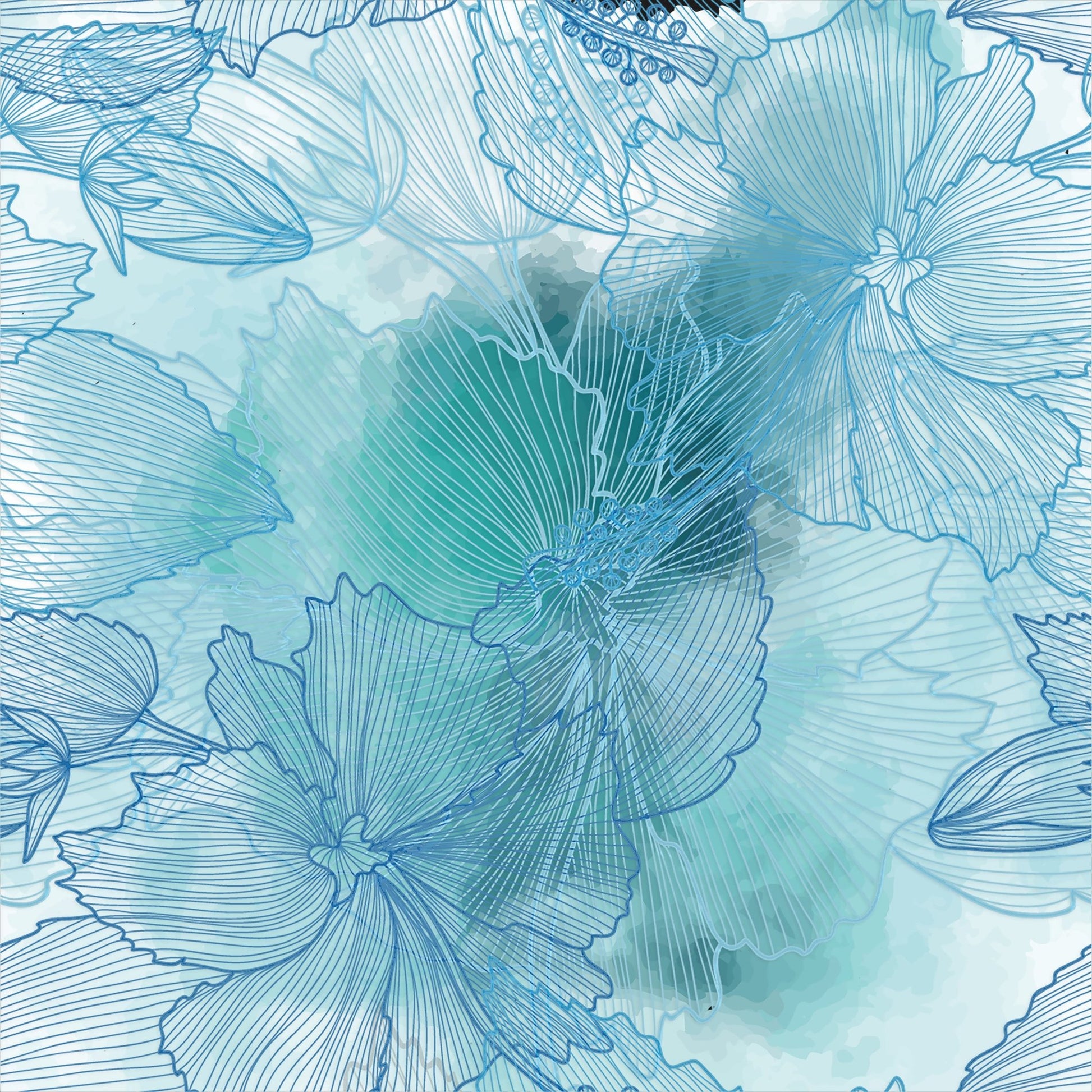 Blue Floral Lines